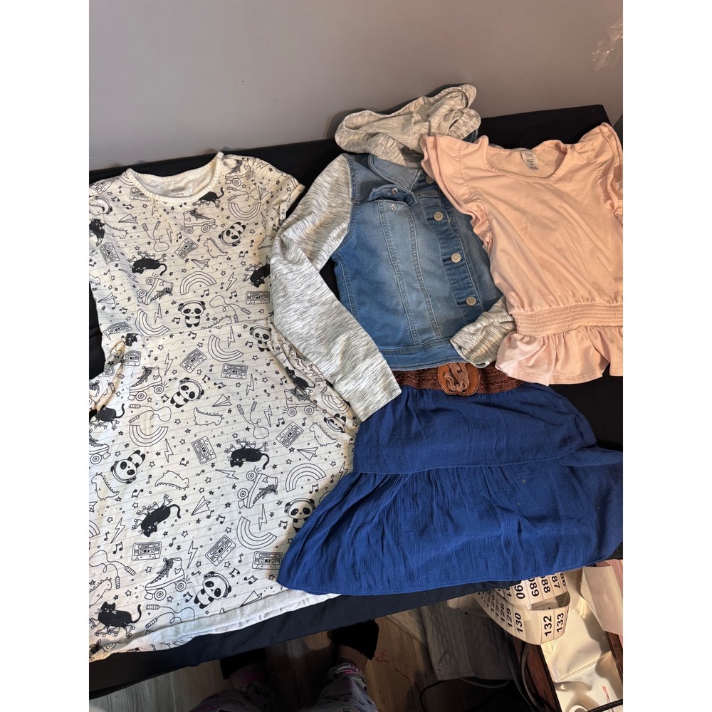 Girls Clothing Bundle Size 10-12 Wonder Nation Dress Denim Jacket Pink Top Skirt